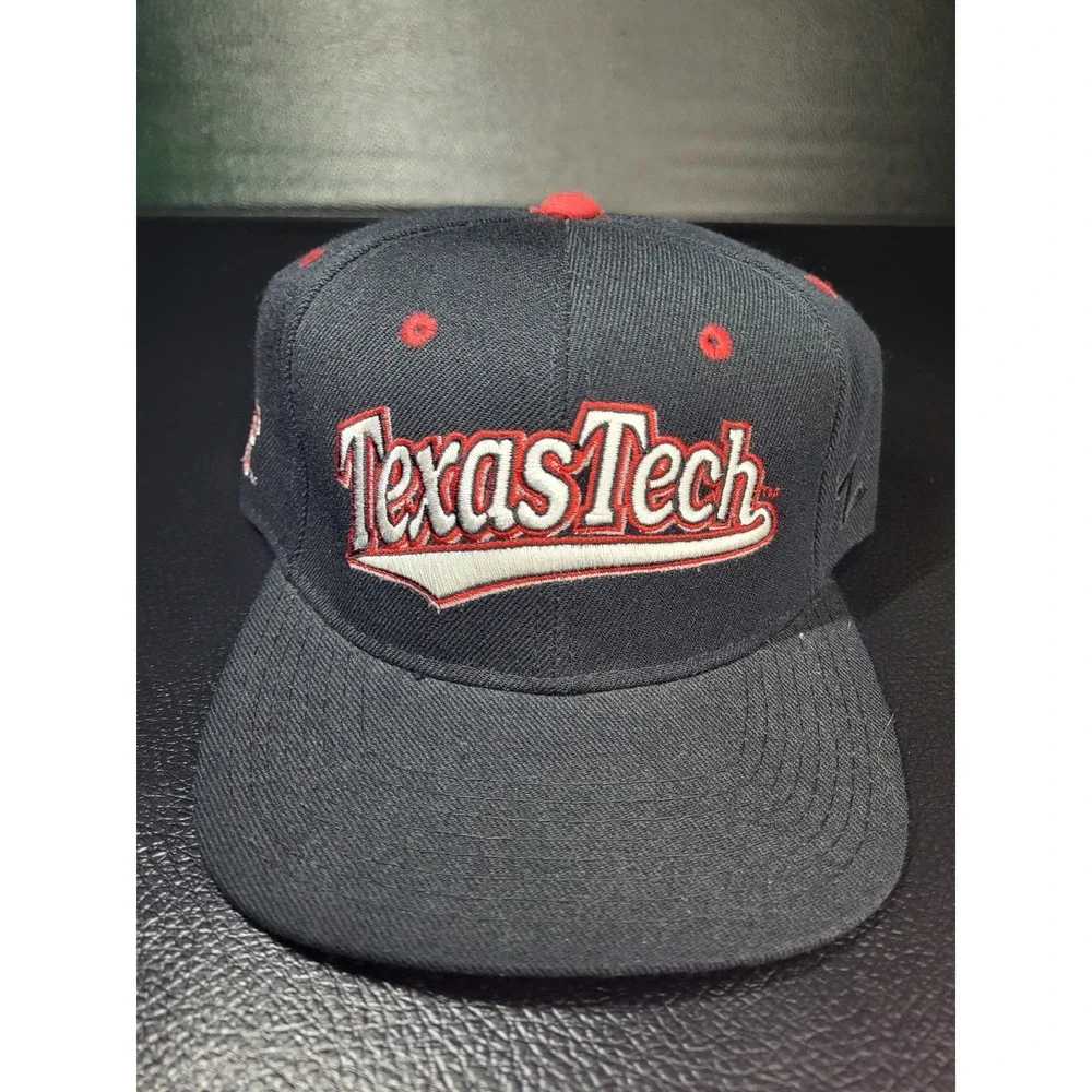 Vintage 1990's Texas Tech Red Raiders Hat Cap Fitted 7‎ 1/2 Black Zephyr Graf-X